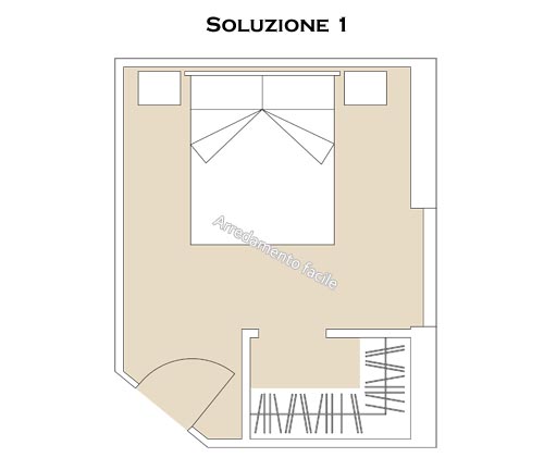 Progetto di una cabina armadio angolare in camera da letto