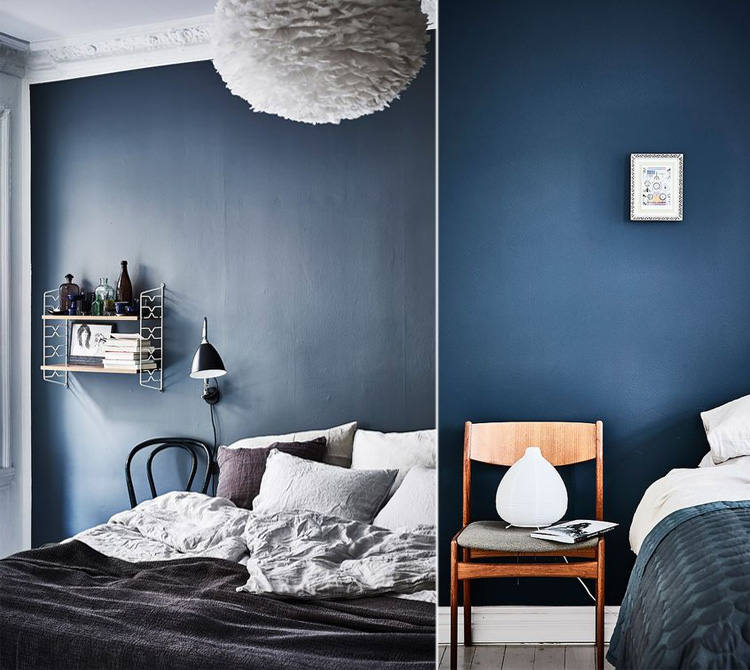 Usare il colore blu per le pareti della camera da letto