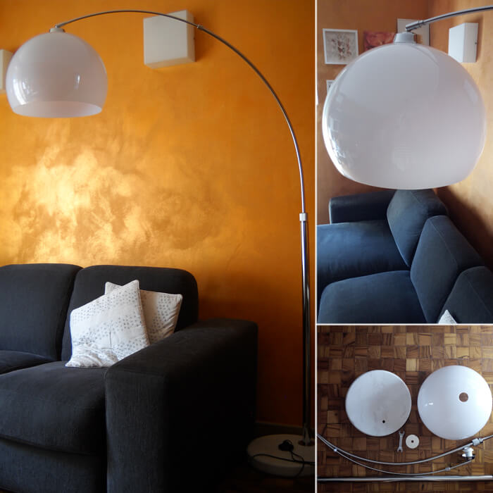 Arch lamp fjella model in the orange living room