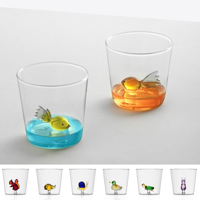 Bicchiere colorati con animaletti